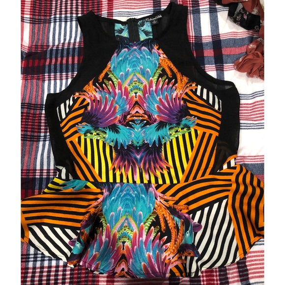 Colorful peplum tank top sz medium - Picture 2 of 4